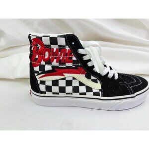 Vans David Bowie Womens 6.5 or Mens 5 Black White Check Hi Lace Embroidered Logo
